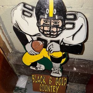 NFL Football Pittsburgh Steelers Black & Gold Country Wooden Paint Sign Display.